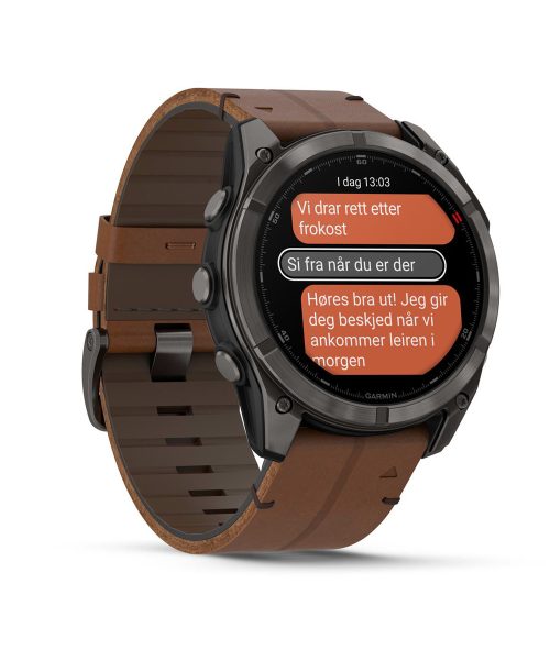 Garmin fēnix® 8 Pro – 51 mm, AMOLED - Sapphire, Karbongrå DLC-titan med kastanjefarget skinnrem - Bilde 3
