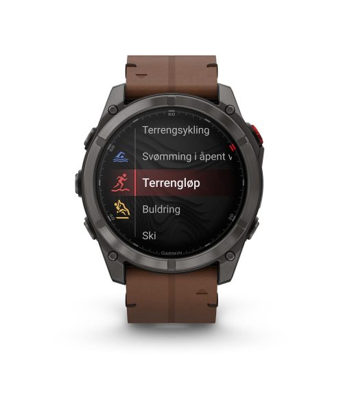 Garmin fēnix® 8 Pro – 51 mm, AMOLED - Sapphire, Karbongrå DLC-titan med kastanjefarget skinnrem - Bilde 4
