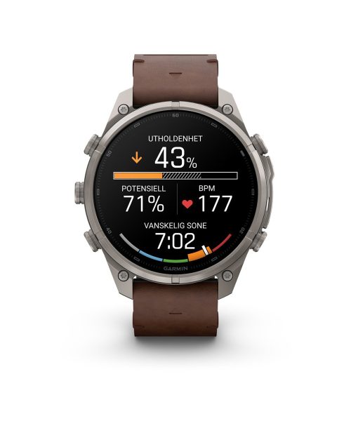 Garmin fēnix® 9 Pro – inReach®, 47mm - Titan med valnøttfarget skinnrem - Bilde 4