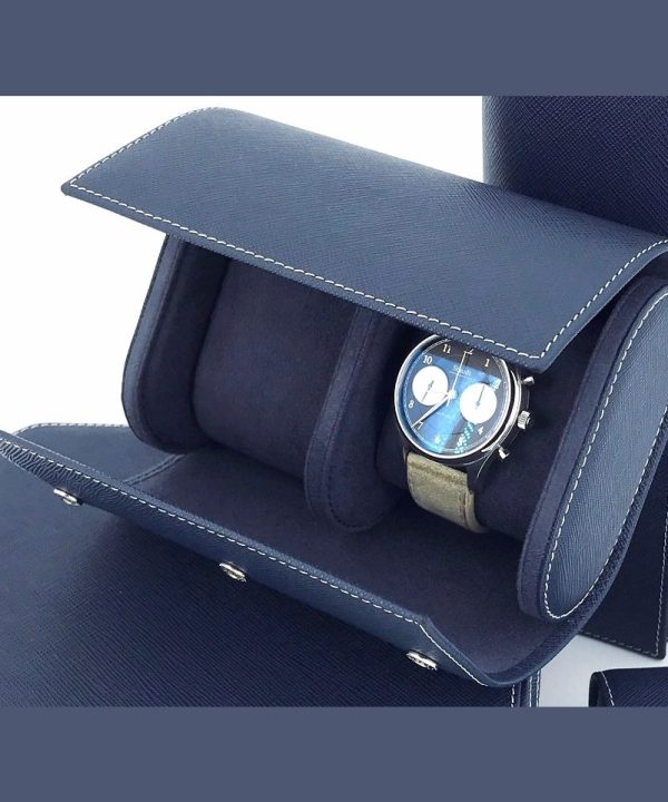 Leanschi 2 watch roll/blue leather