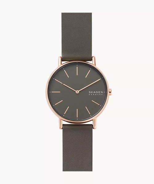 Skagen Signatur Charcoal Leather Watch 38mm - SKW2794