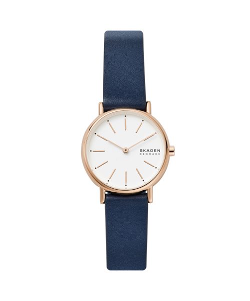 Skagen Signatur Lille Two-Hand Ocean Blue Leather Watch - SKW2838