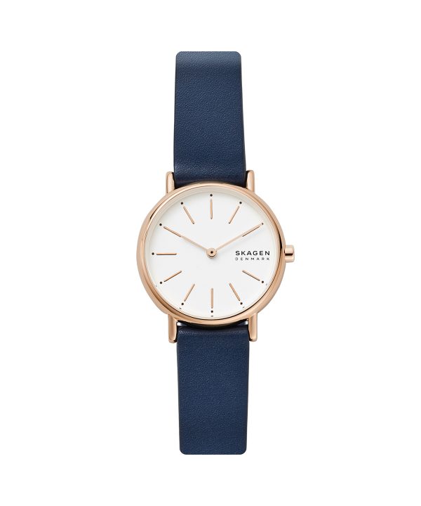 Skagen Signatur Lille Two-Hand Ocean Blue Leather Watch - SKW2838