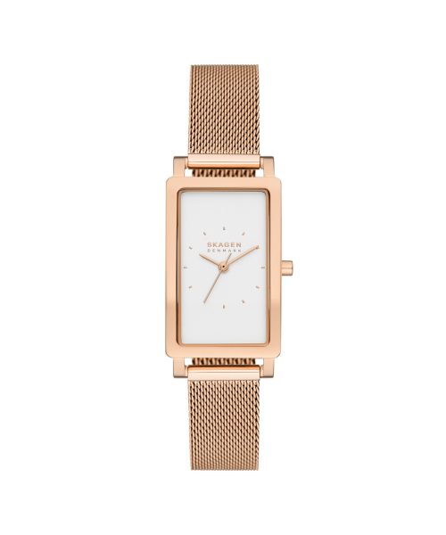 Skagen Hagen Lille Three-Hand Rose Gold Stainless Steel Mesh Tank Watch - SKW3095