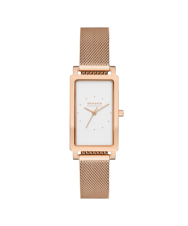 Skagen Hagen Lille Three-Hand Rose Gold Stainless Steel Mesh Tank Watch - SKW3095