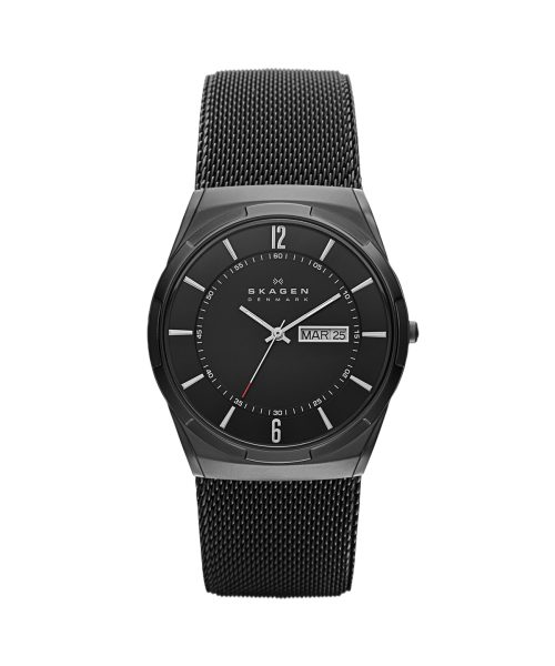 Skagen Melbye Titanium and Midnight Steel Mesh Day-Date Watch - SKW6006