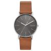 Skagen Signatur Three-Hand Medium Brown Leather Watch - SKW6578