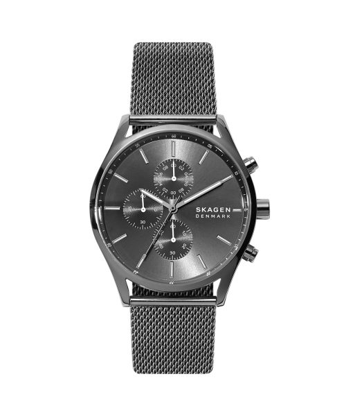 Skagen Holst Chronograph Charcoal Steel Mesh Watch - SKW6608