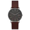 Skagen Signatur Three-Hand Cherry Wood Leather Watch - SKW6860