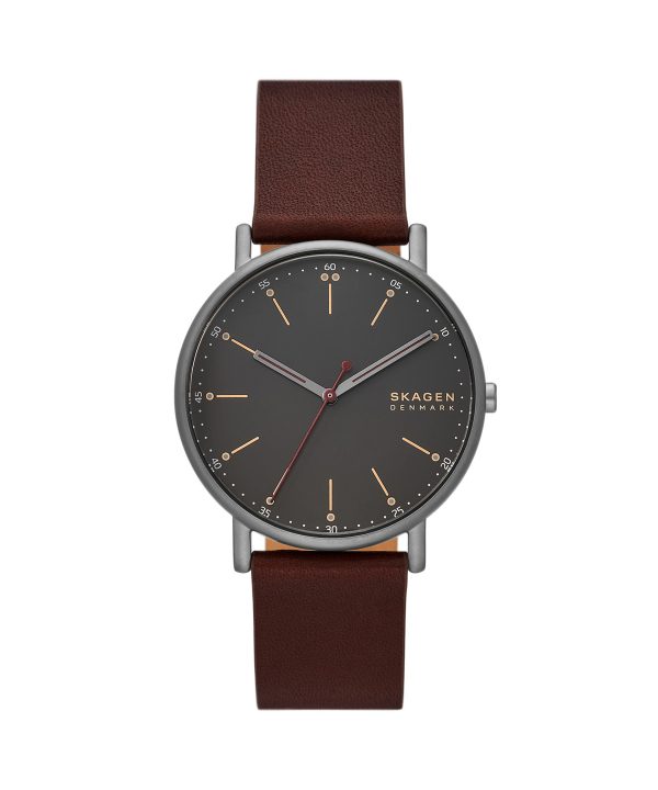 Skagen Signatur Three-Hand Cherry Wood Leather Watch - SKW6860