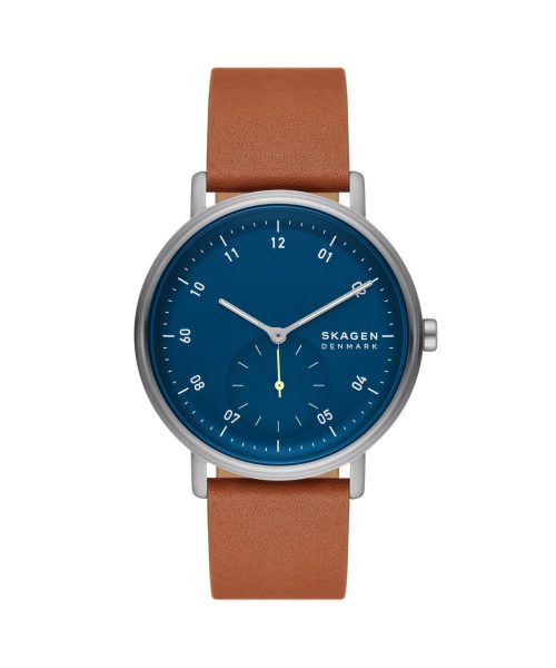 Skagen Kuppel Two-Hand Sub-Second Brown Leather Watch - SKW6888