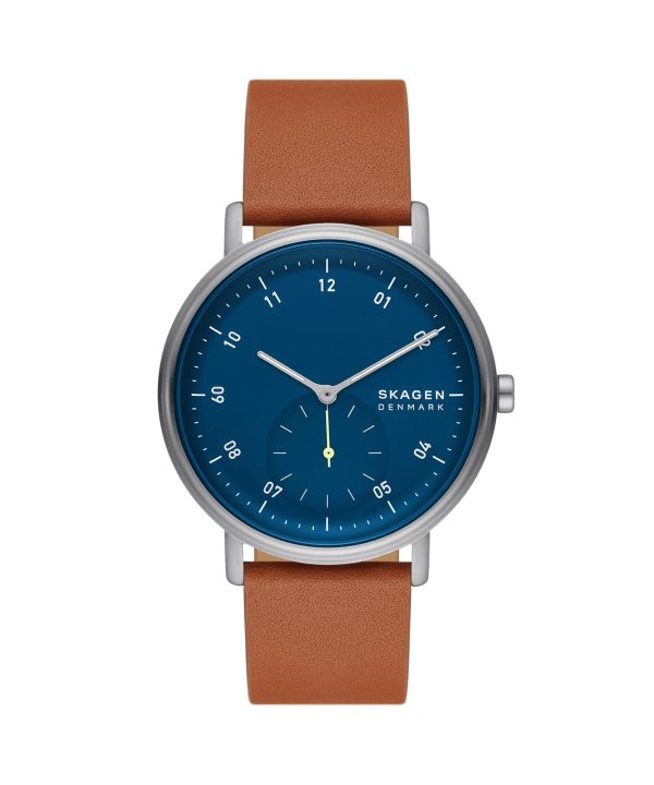 Skagen Kuppel Two-Hand Sub-Second Brown Leather Watch - SKW6888