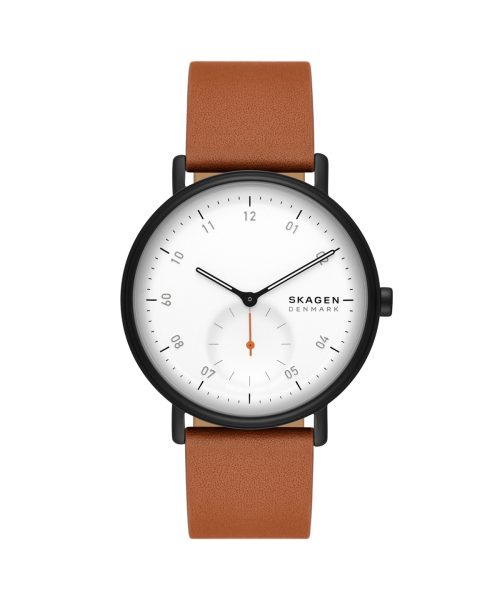 Skagen Kuppel Two-Hand Sub-Second Brown Leather Watch - SKW6889