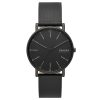 Skagen Signatur Three-Hand Black Leather Watch - SKW6902