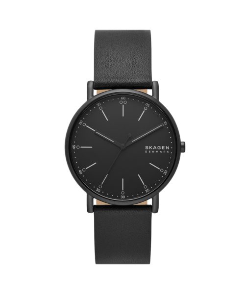 Skagen Signatur Three-Hand Black Leather Watch - SKW6902