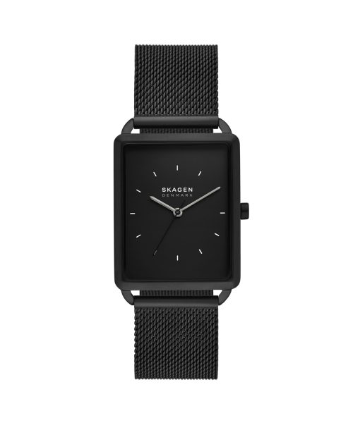 Skagen Hagen Three-Hand Black Stainless Steel Mesh Watch - SKW6928