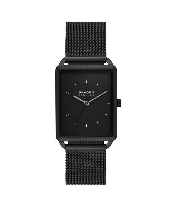 Skagen Hagen Three-Hand Black Stainless Steel Mesh Watch - SKW6928