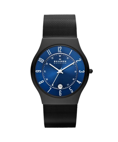 Skagen Sundby Titanium and Midnight Steel Mesh Watch - T233XLTMN